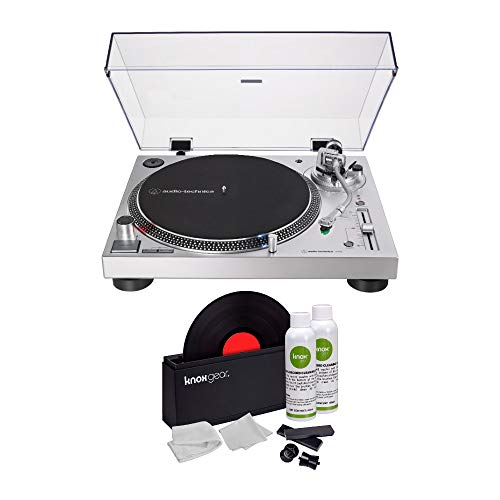 Audio-Technica AT-LP120XUSB Direct-Drive USB Turntable (Silver) with Knox Gear Vinyl Record Cleaner Kit