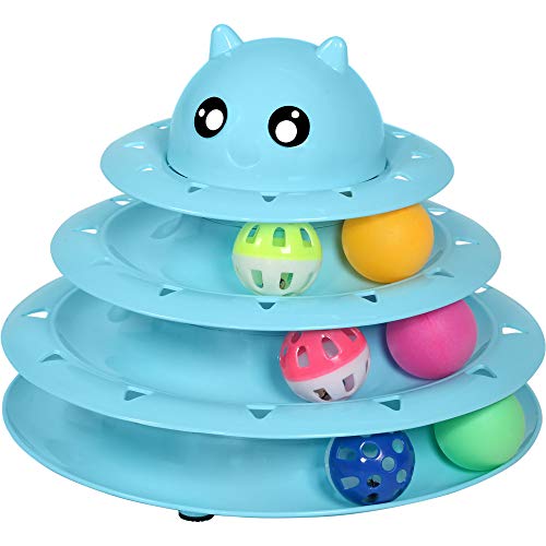 UPSKY Cat Toy Roller 3-Level Turntable Cat Toys Balls with Six Colorful Balls Interactive Kitten Fun Mental Physical Exercise Puzzle Kitten Toys.