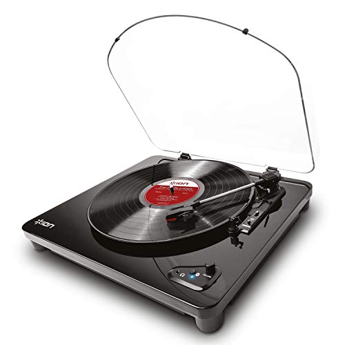 ION Audio Air LP | Vinyl Record Player / Bluetooth Turntable with USB Output for Conversion and Three Playback Speeds – Black Finish