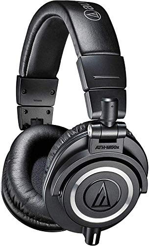 Audio-Technica ATH-M50x Professional Studio Monitor Headphones, Black, Professional Grade, Critically Acclaimed, With Detachable Cable