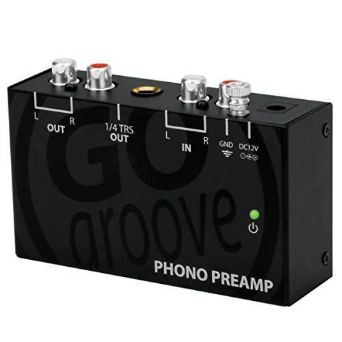 GOgroove Mini Phono Turntable Preamp Preamplifier with 12 Volt AC Adapter, RCA Input for Vinyl Record Player - Compatible with Audio Technica, Crosley, Jensen, Pioneer, 1byone and More Turntables