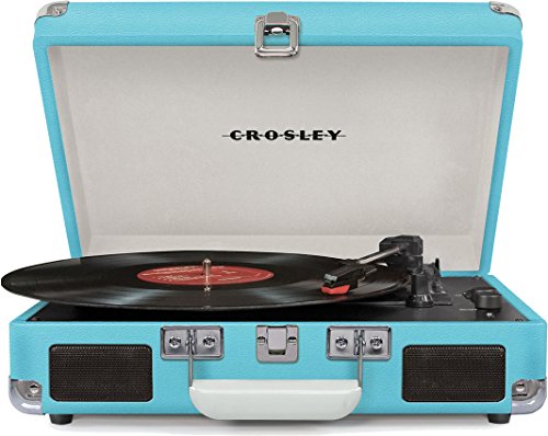 Crosley CR8005D-TU Cruiser Deluxe Portable 3-Speed Turntable with Bluetooth, Turquoise